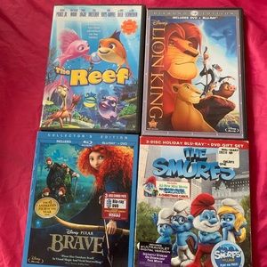 Disney DVD Brave, Lion king, the Smurf’s, the reef